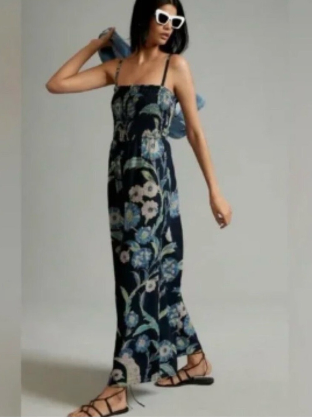 Pilcro Navy Floral Strap Jumpsuit for Anthropologie